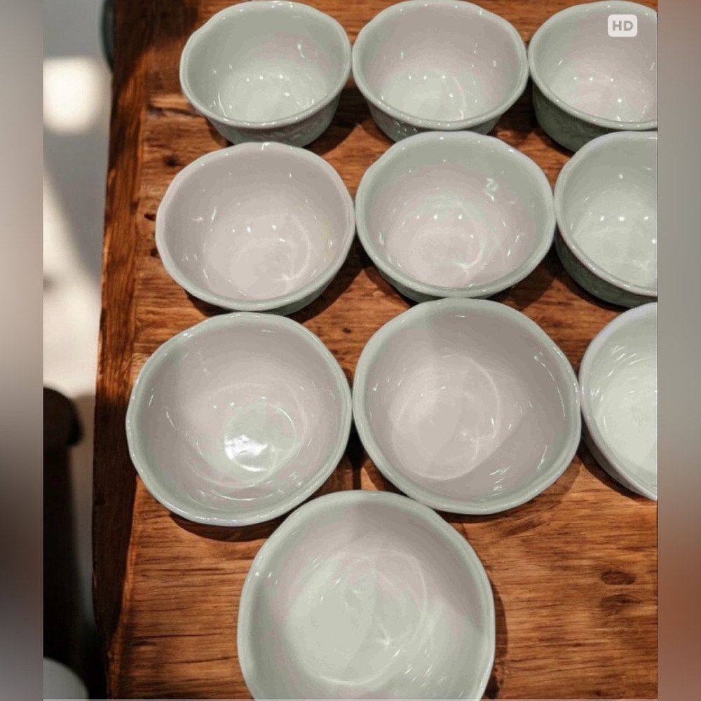 10pc Set Floral White Ceramic Bowls Like New No Chips or Cracks - OS